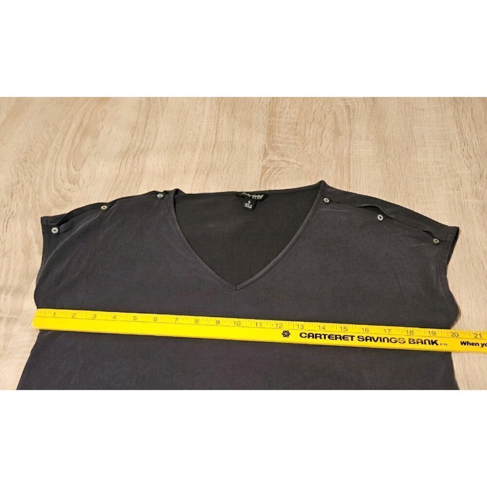 Lucky Brand Womens Size S Dark Blue Short Sleeve Vneck Top Shirt Blouse Buttons - Picture 6 of 6